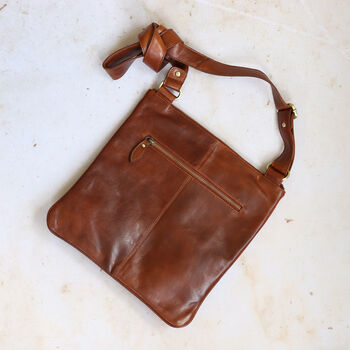 Leather Crossbody Messenger Bag, Tan, 4 of 6