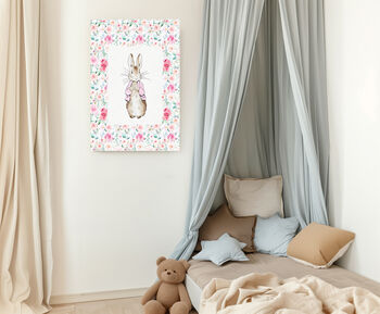 Bunny Rabbit Vintage Pink Art Print, 2 of 3