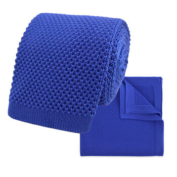 Royal Blue Knitted Neck Tie In 100% Soft Polyester, 6 of 11