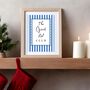 A4 Christmas Art Print, The Good List Club Blue Stripes, thumbnail 3 of 6