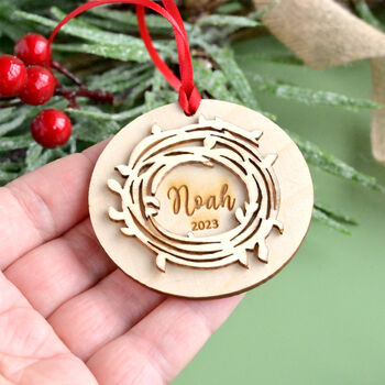 Personalised Wreath Christmas Bauble Decoration, 3 of 3