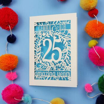 Silver Wedding Anniversary Card 25 Amazing Years, 8 of 11