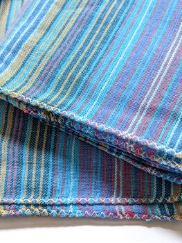 Nepali Cotton Scarf, Blue Stripes, Ethically Handmade, 6 of 10