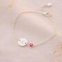 Initial Disc And Heart Birthstone Personalised Bracelet, thumbnail 3 of 12