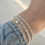 Sterling Silver April Crystal Personalised Heart Bracelet Set Of Two Stacking Bracelets: April Birthstone Stacking Jewellery, thumbnail 4 of 6