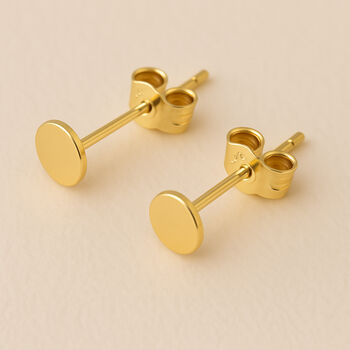 Mini Gold Plated Sterling Silver Disc Stud Earrings, 3 of 4