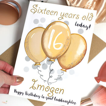 Personalised Balloons Relation 16th Birthday Card, 6 of 12