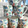 Set Of Six China Aspen Mugs In Blue Bird Trellis Design, thumbnail 5 of 11
