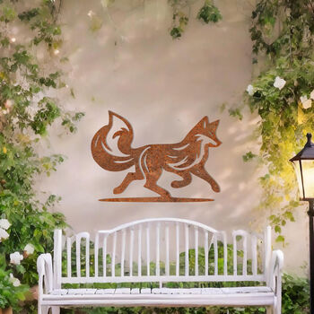 Running Fox Metal Wall Art For Garden, Animal Themed Gift, 8 of 10