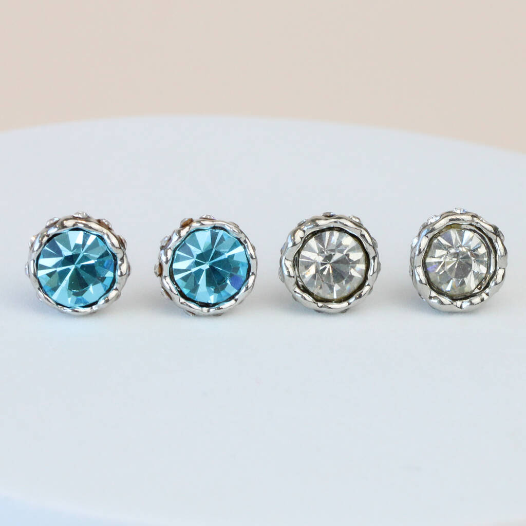 Blue Or White Crystal Stud Earrings, 1 of 3