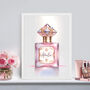 Teen Girls Personalised Perfume Print | Pink Wall Art | Make Up Station Wall Art Personalised With Name, thumbnail 2 of 3
