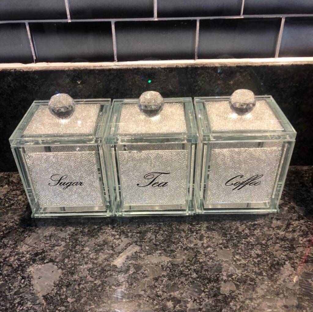 Square Canister Set With Swarovski Crystals