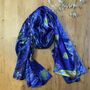 Ladies Double Sided 100% Silk Scarf Blue, thumbnail 5 of 6