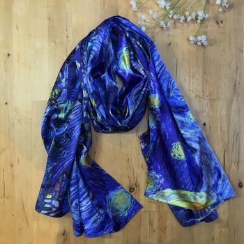 Ladies Double Sided 100% Silk Scarf Blue, 5 of 6