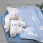 Personalised Blue Bashful Blanket And Bunny Baby Set, thumbnail 1 of 7