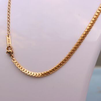 Flat Snake Bone Chain Clavicle Necklace Non Tarnish, 7 of 11