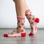 Strawberries Fruit Combed Cotton Sheer Pop Socks In Red, thumbnail 1 of 4