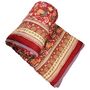 Deep Red, Green And Mustard Floral Indian Block Printed Cotton Bed Quilt, thumbnail 5 of 9