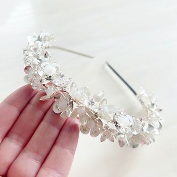 Silver Flower Bridal Crown, 5 of 6