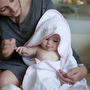 Personalised Baby Hooded Towel Edged In Pink Gingham, thumbnail 2 of 7