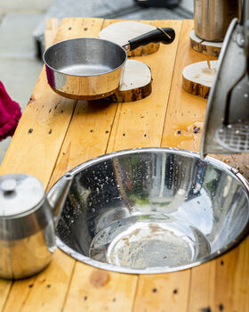 Children's Wooden Outdoor Mud Kitchen And Sand Tray, 10 of 10