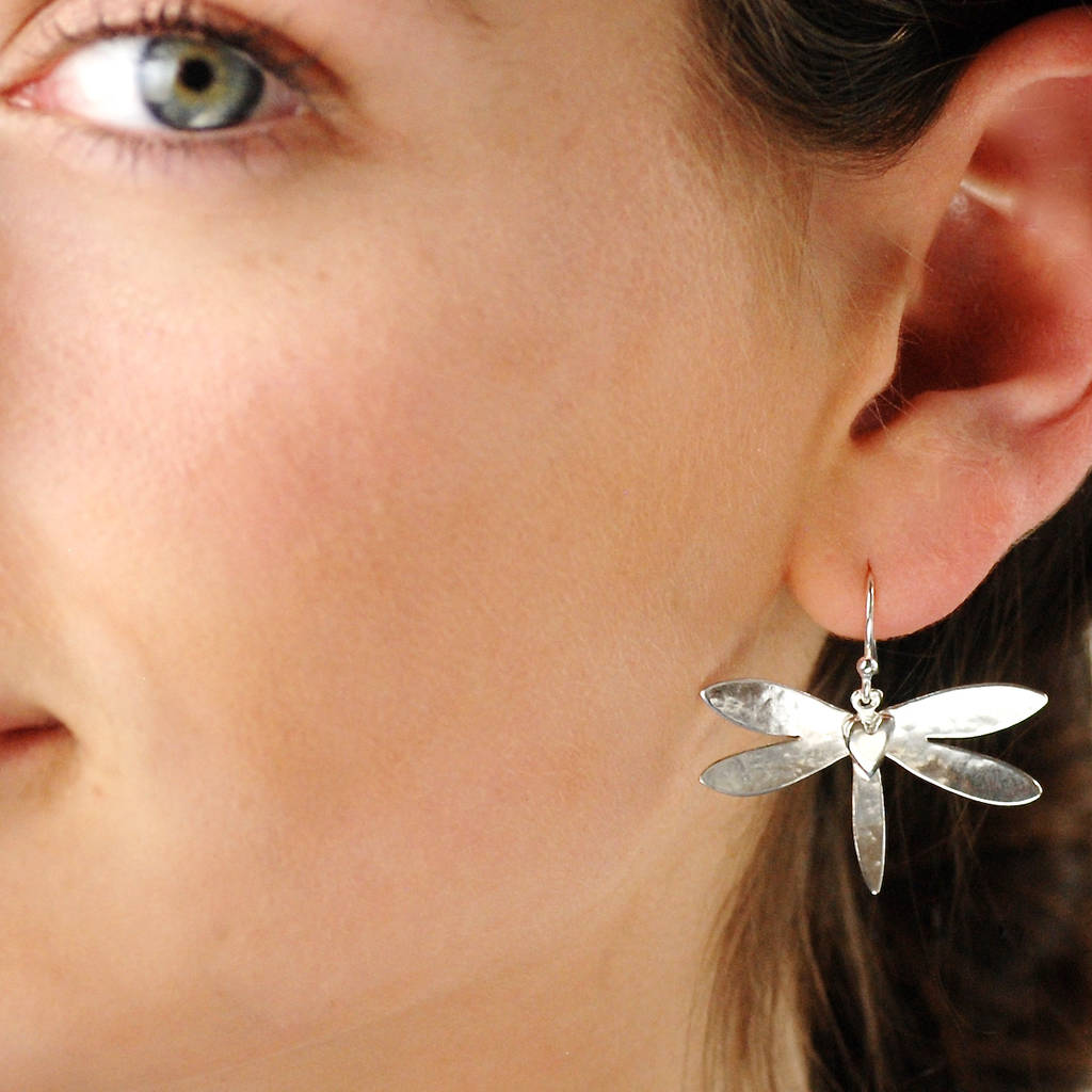 sterling silver dragonfly earrings by penelopetom