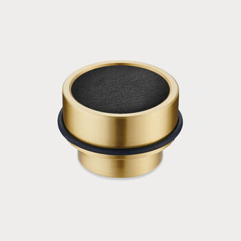 Brass Floor Mounted Door Stops With Leather Insert, 7 of 9