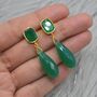 Green Onyx Gold Plated Sterling Silver Drop Earrings, thumbnail 7 of 9