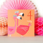Flamingos 4th Birthday Card, thumbnail 5 of 5