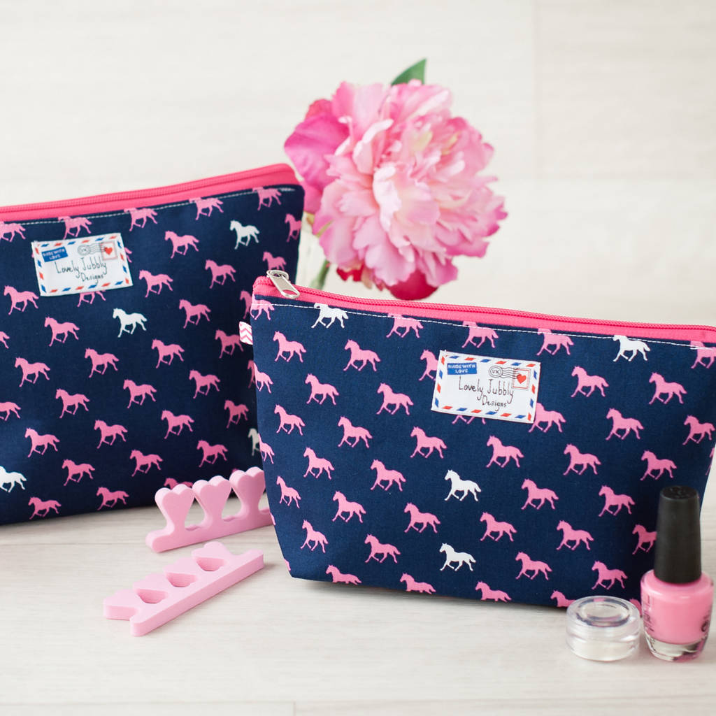 horse pony horses gift makeup toiletry wash bag by lovely jubbly