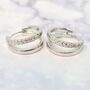 Diamond April Birthstone Double Hoop Huggie Earrings, thumbnail 1 of 4