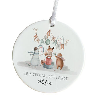 Personalised Christmas Ceramic Ornament For Little Boy, 3 of 7