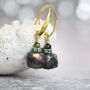 Hammered Gold Labradorite Cube Earrings, thumbnail 1 of 10