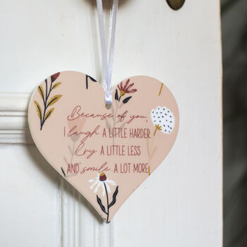 Pink Floral Friendship Acrylic Hanging Heart Token, 2 of 6