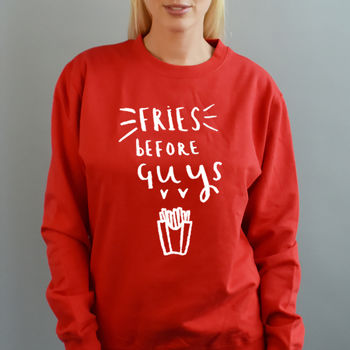 'Fries Before Guys' Friendship Sweatshirt Jumper, 2 of 9