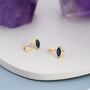 Marquise Sapphire Blue Cz Huggie Hoops, thumbnail 5 of 12