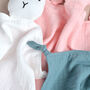 Personalised Baby Muslin Green Comforter, thumbnail 2 of 5