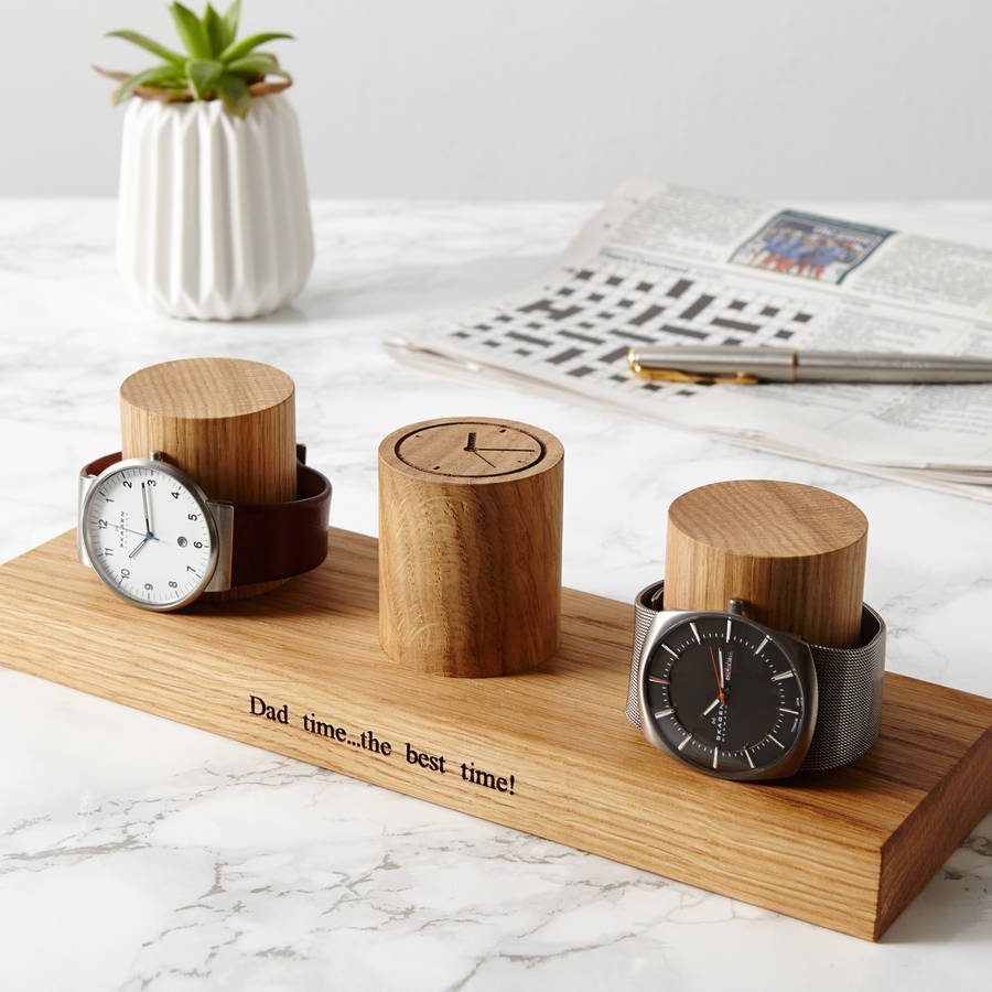 Personalised Oak Watch Stand For Three To Five Watches, 1 of 11