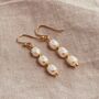 Freshwater Triple Pearl Drop Earrings, thumbnail 1 of 5