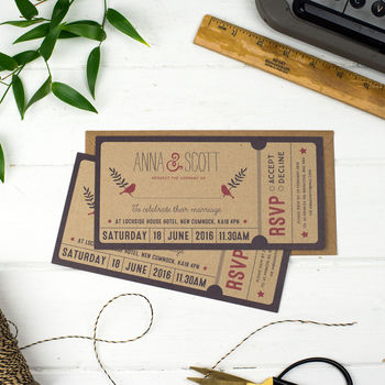 Personalised Woodland Wedding Ticket Invitation Set, 5 of 9