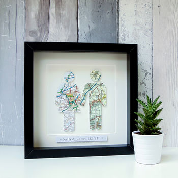 Personalised Couple Map Picture / Wedding Gift, 12 of 12