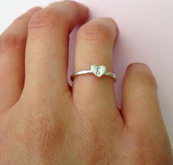 Sterling Silver Heart Initial Ring, 7 of 9