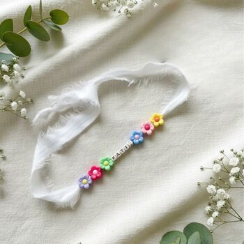 Personalised Ribbon Bracelet Flower Girl Gift, 2 of 6