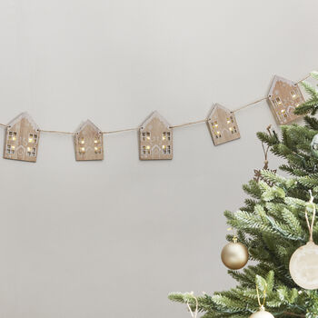 Wooden Gingerbread House Christmas Bunting With Lights, 2 of 4