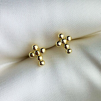 Sterling Silver Bubble Cross Stud Earrings, 4 of 5