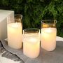 Set Of Three Glass Triangle Flameless Battery Candles, thumbnail 3 of 5