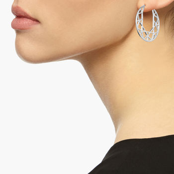 Silver Brilliant Diamond Hoop Earrings, 3 of 4