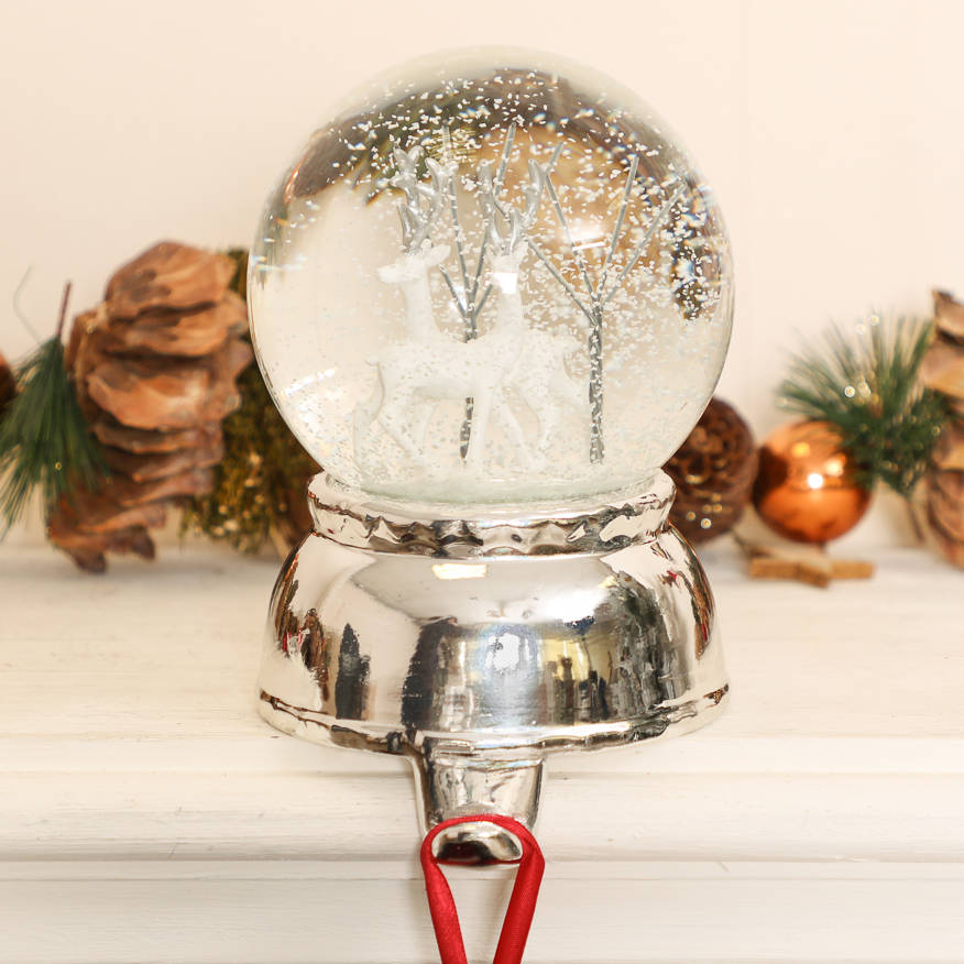 prancer snow globe christmas stocking hanger by dibor