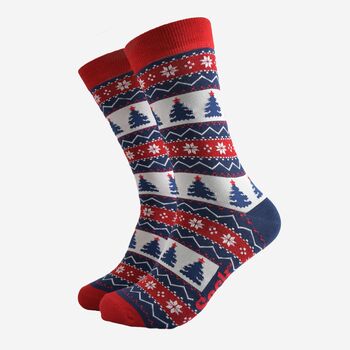 Men's Bamboo Socks Christmas Tree Fair Isle, 2 of 5