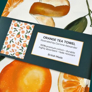 Orange Tea Towel / Citrus Kitchen Decor / Colourful Foodie Gift, 5 of 5